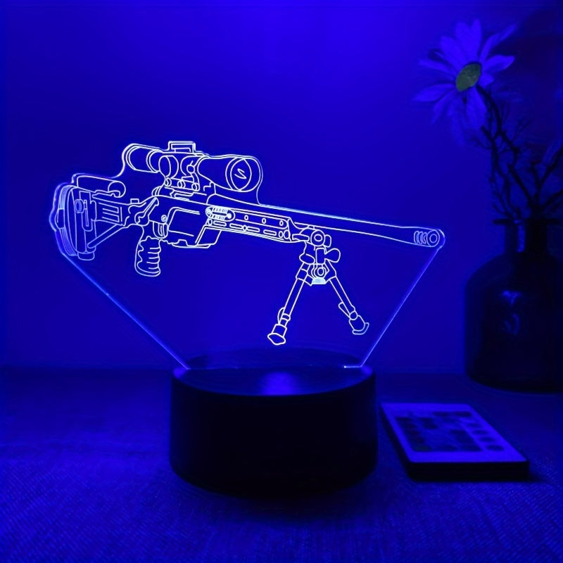 LumiGlow – 3D LED Nachtlamp Zwart Pistool 16 Kleuren