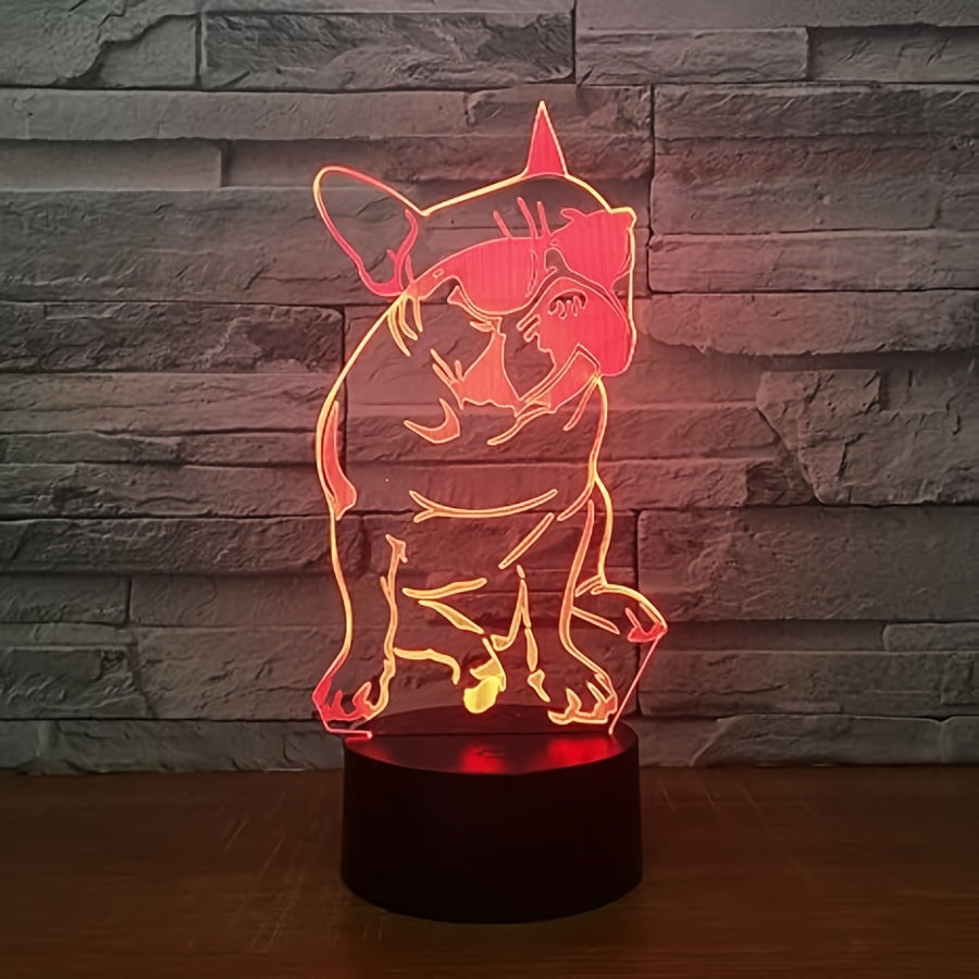 DecoBulldog - 3D Franse Bulldog Lamp met Kleuren