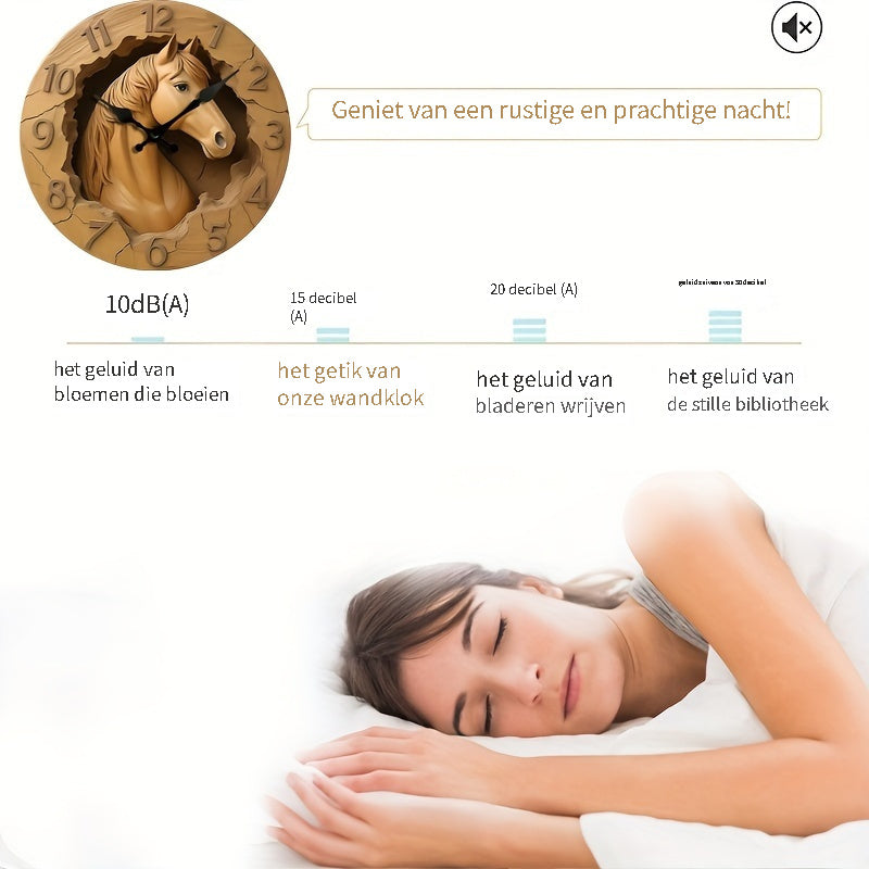 EquineElegance - Luxe Houten Paarden Wandklok