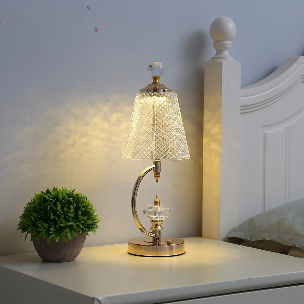 Vintage Kristallen Tafellamp - Elegante Vintage Kristallen Tafellamp voor Betoverende Sfeer