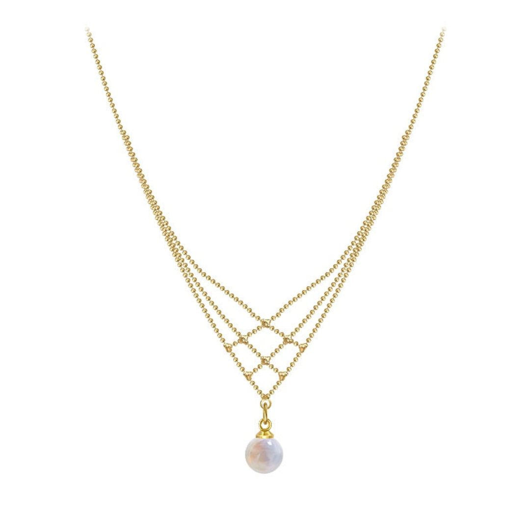 PearlGlow Necklace - Elegante Geweven Sieraad