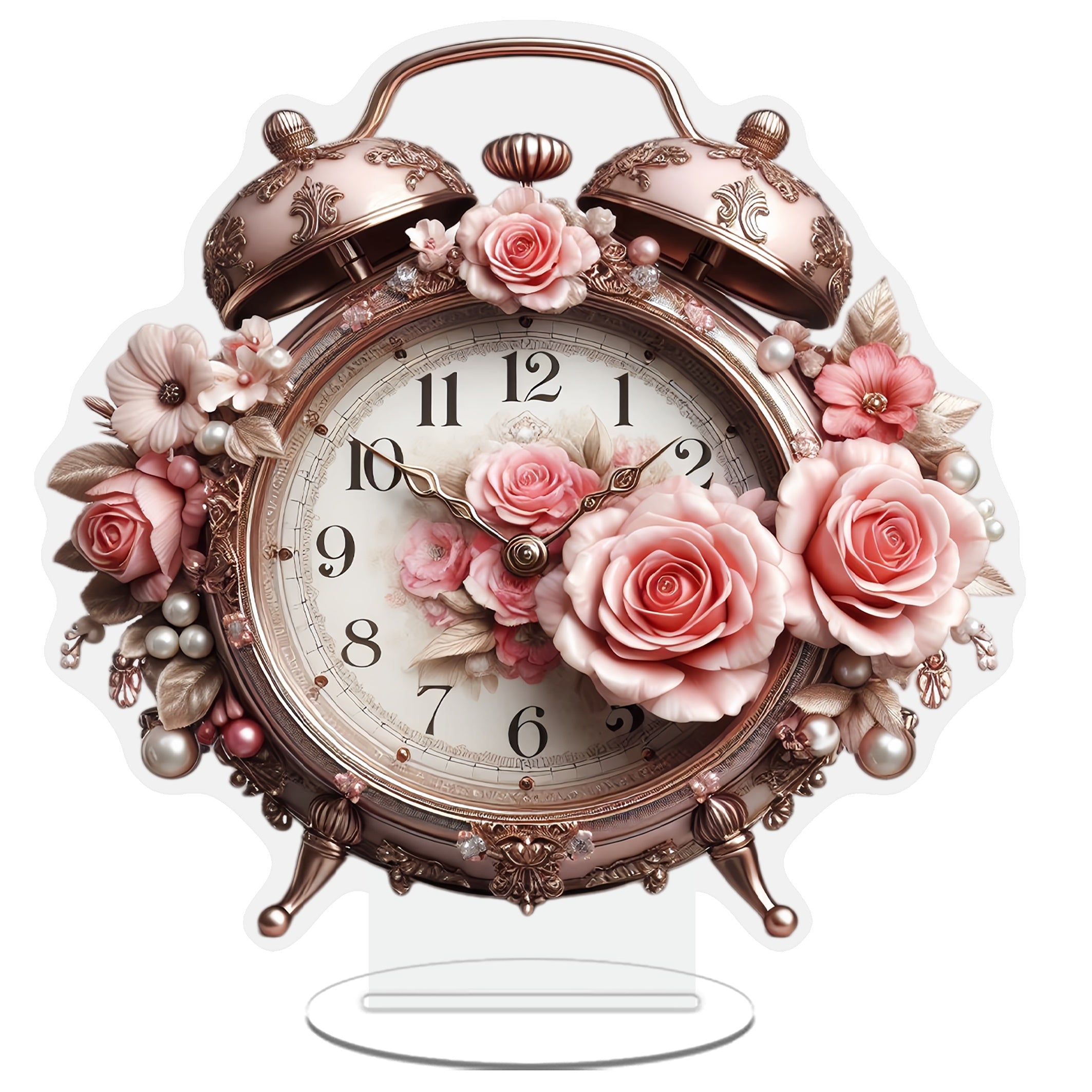 BohoBloom Clock - Vintage Bloemenwandklok voor de Tafel