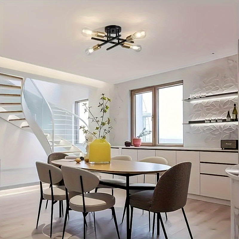 SatelliteLight – Moderne Industriële Plafondlamp in Zwart Ijzer