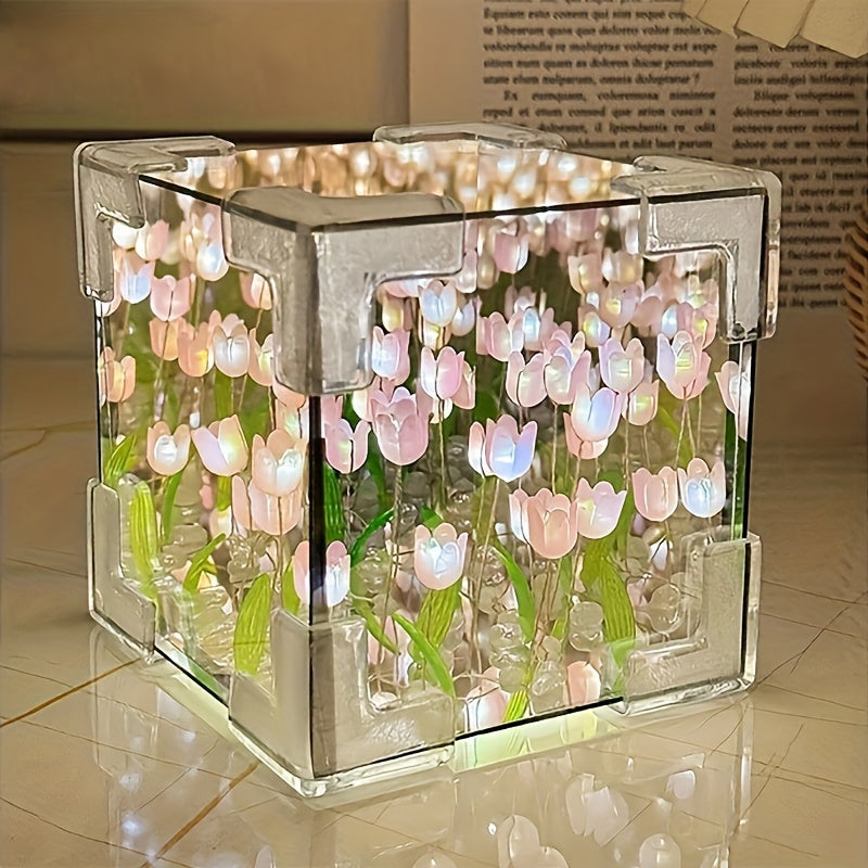 TulipGlow - Elegante Tulpen LED Nachtlamp met Spiegel