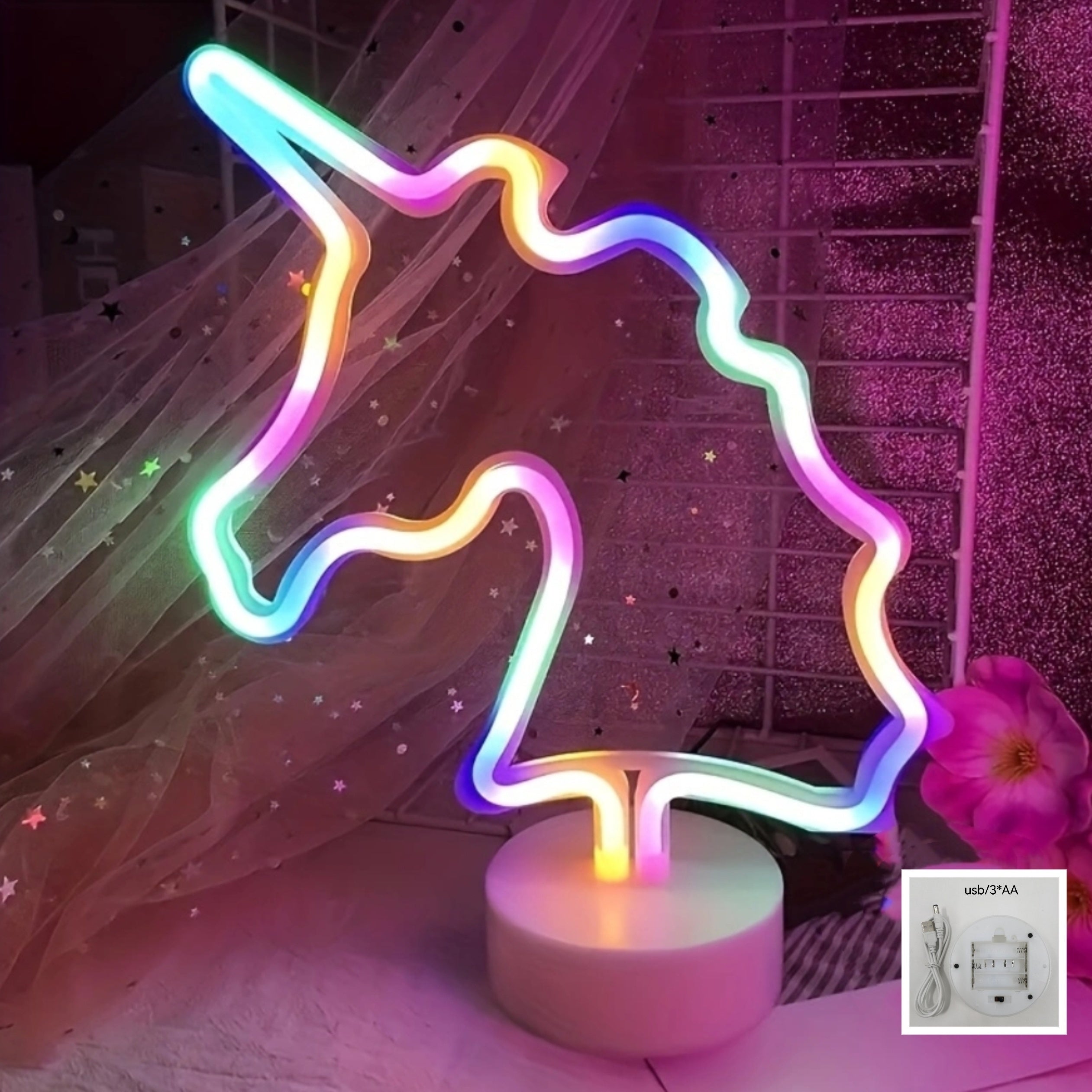 UnicornGlow Lamp - Neon Eenhoorn USB Tafellamp voor Feestdecoratie