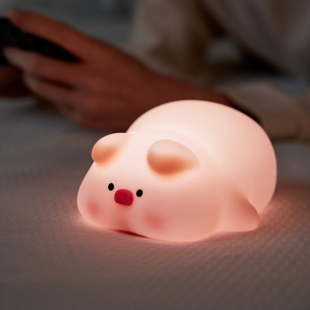 PiggyGlow – Cute Siliconen Nachtlampje, USB Oplaadbaar