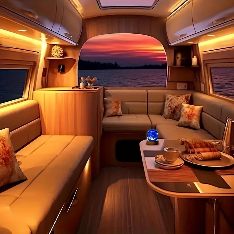 LumiSphere - Luxe 3D Kristallen Tafellamp met Houten Voet