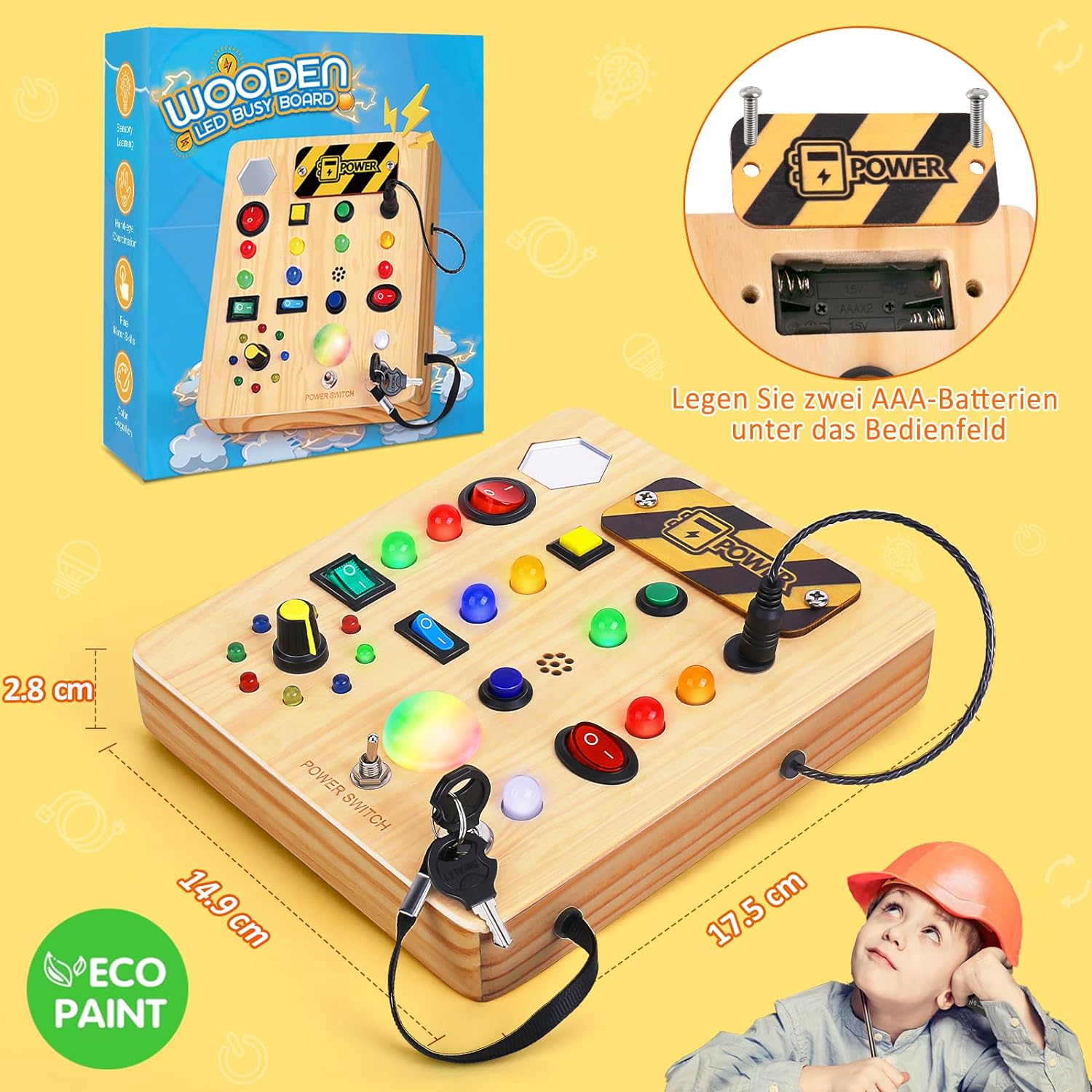 Montessori Peuter Busy Bord met Muziek - Voor peuters met muziek en licht