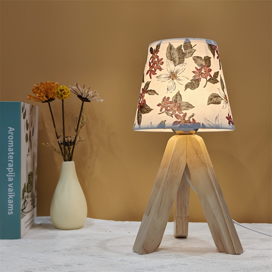 FloralGlow Lamp - Elegante LED Tafellamp met Hout