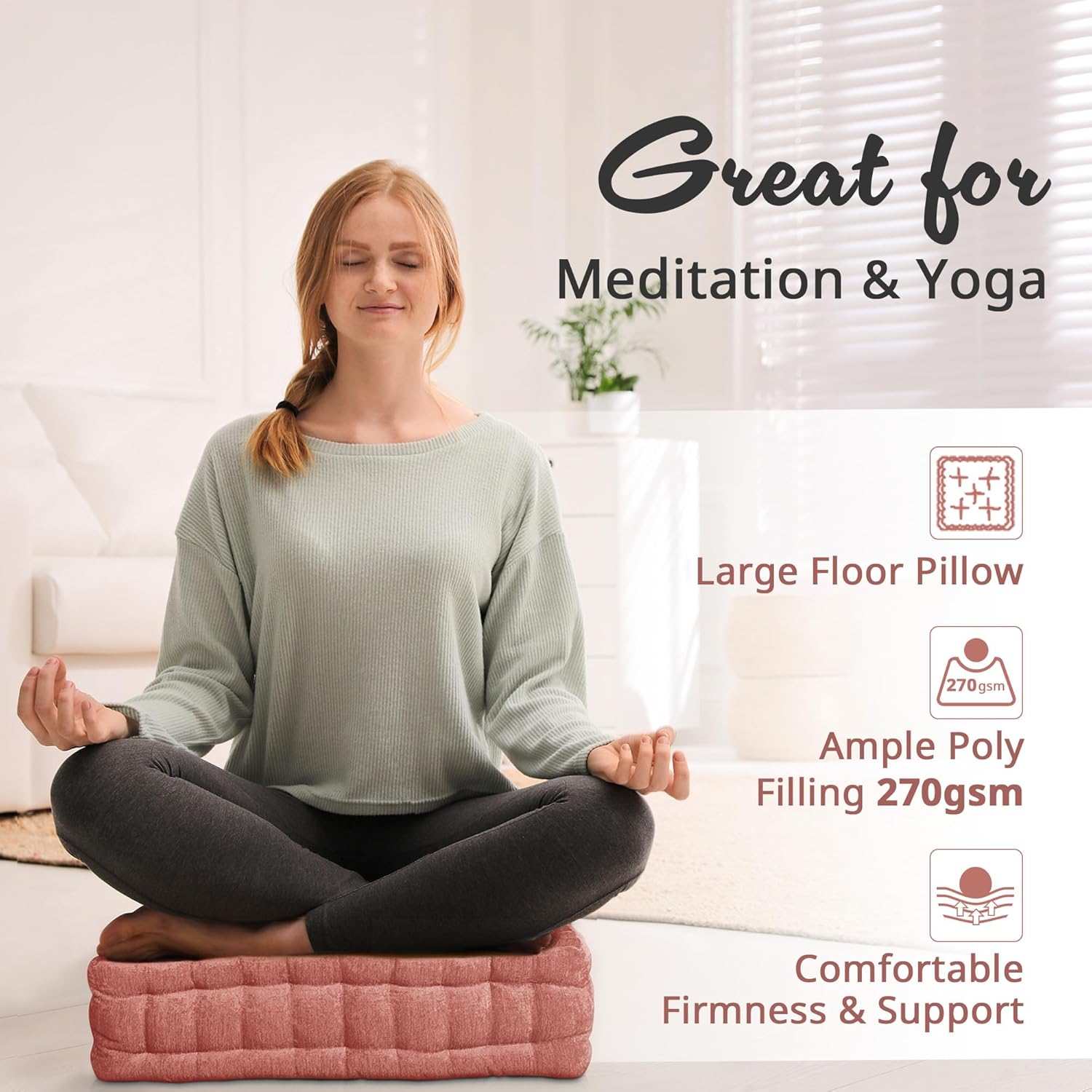 ZenComfort - Luxe Chenille Meditatiekussen voor de Vloer