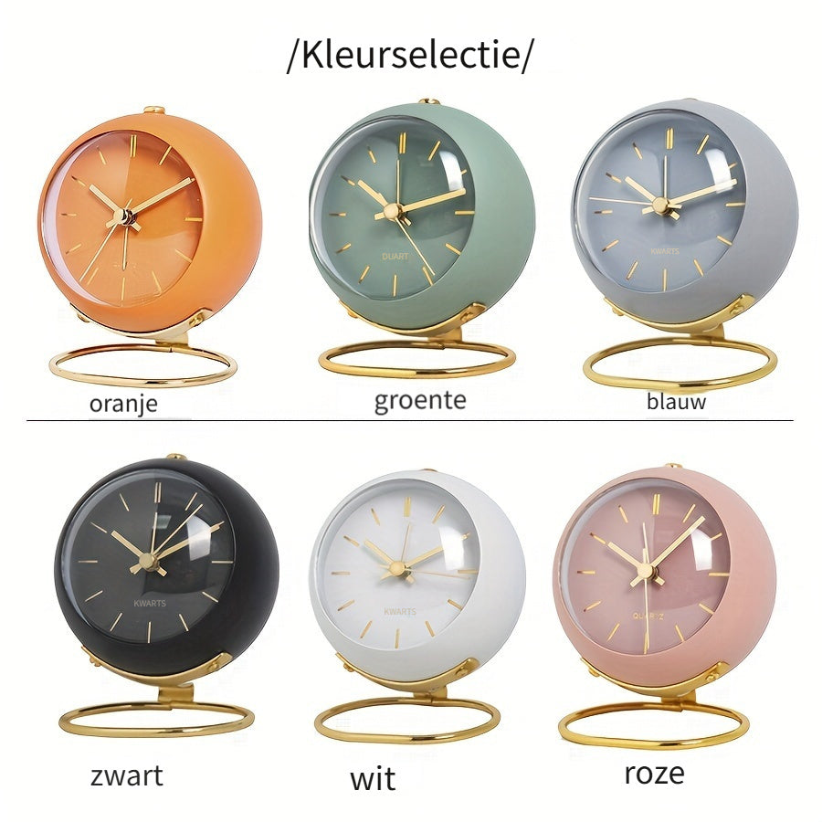EleganceTime - Luxe Quartz Wekker in Metaaldesign