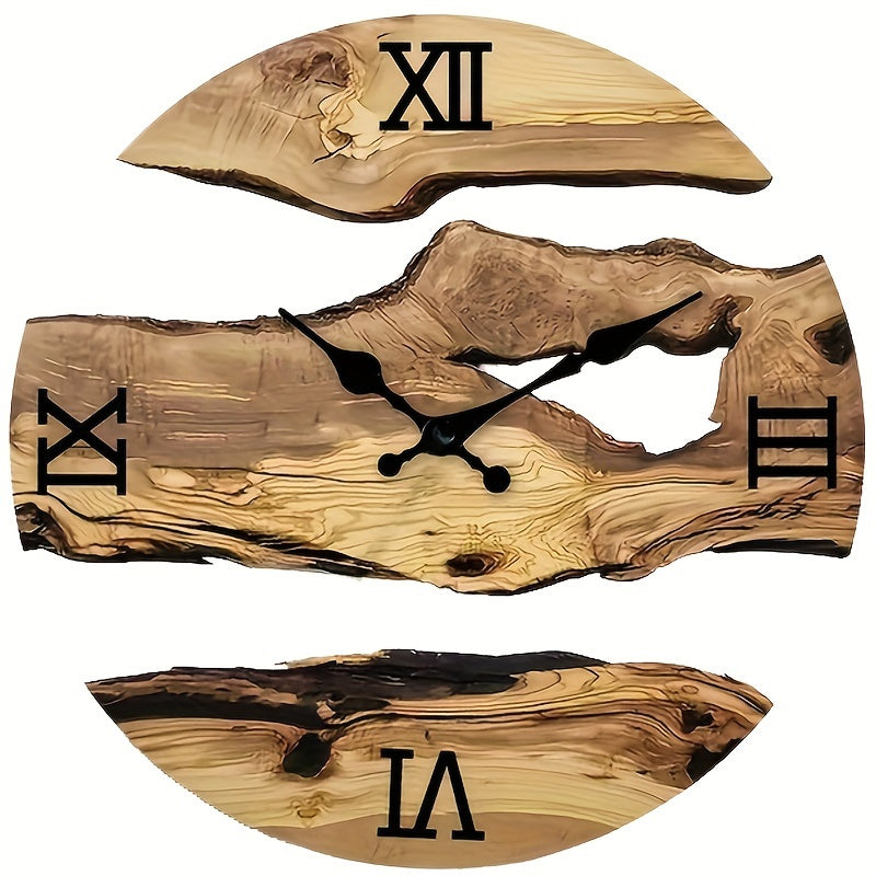 RustiqueClock – Natuurlijke Acryl Wandklok met Houtlook