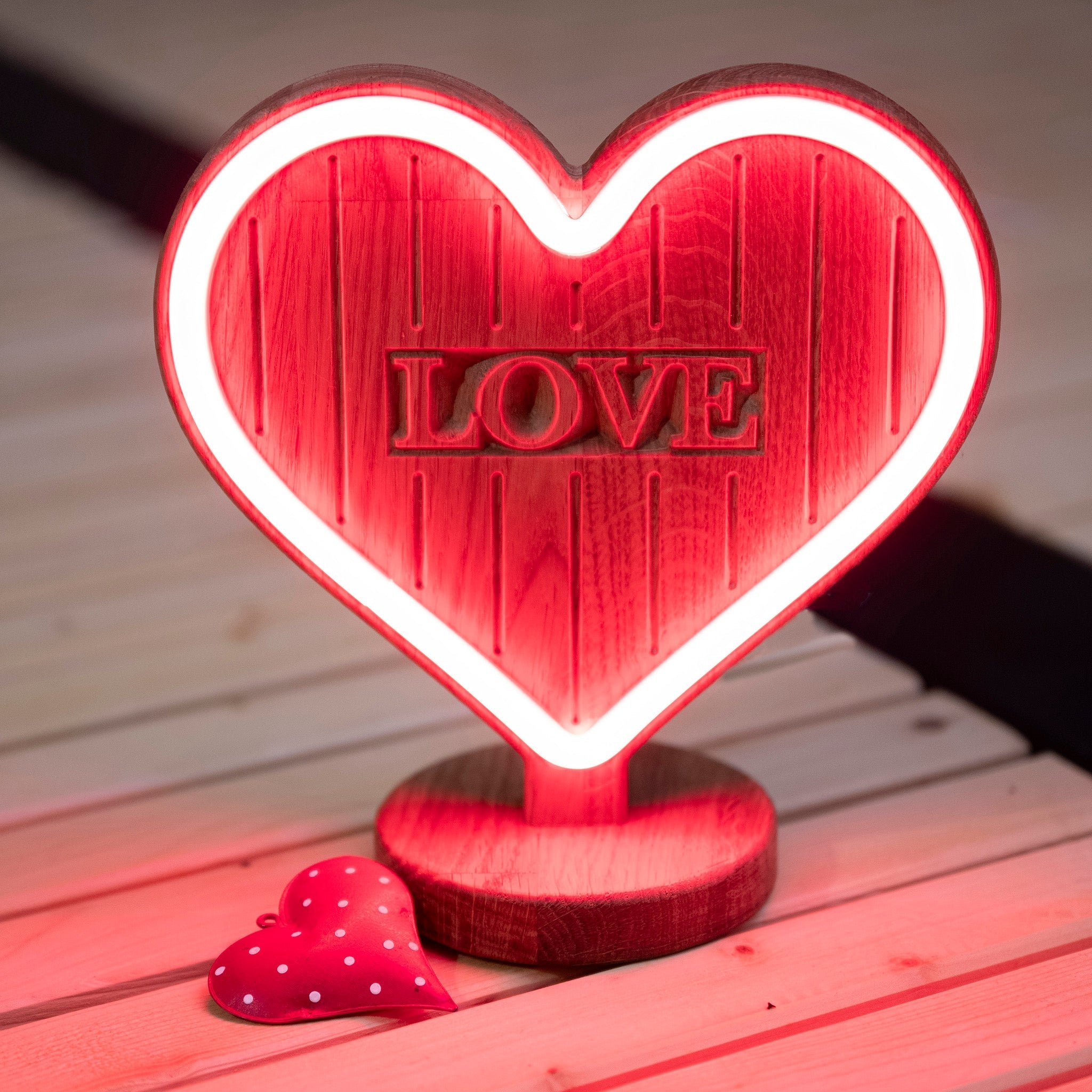 LoveGlow - Houten Neon Hart met Afstandsbediening