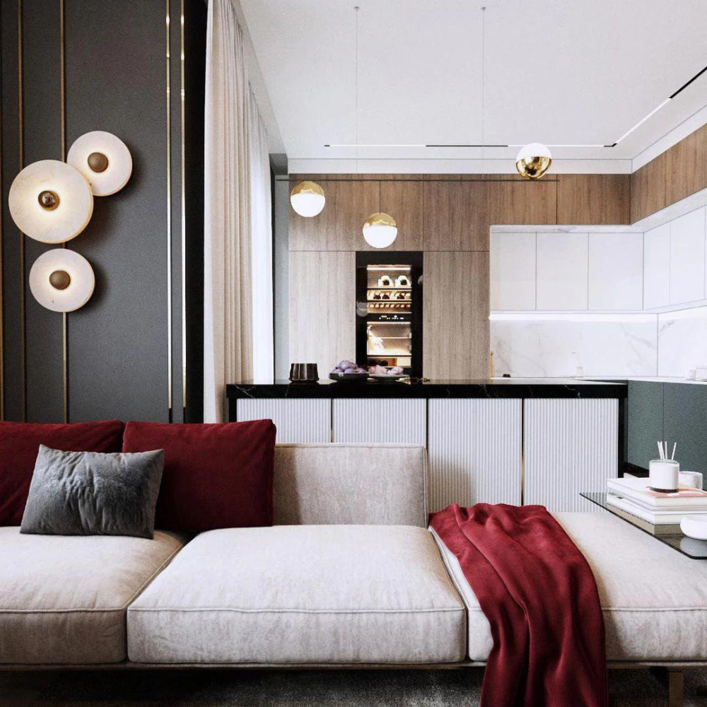 Aurora d'Or - Ronde Alabaster/Aluminum Wandlamp