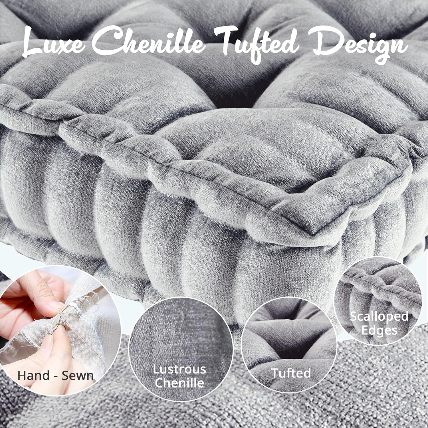 ZenComfort - Luxe Chenille Meditatiekussen voor de Vloer