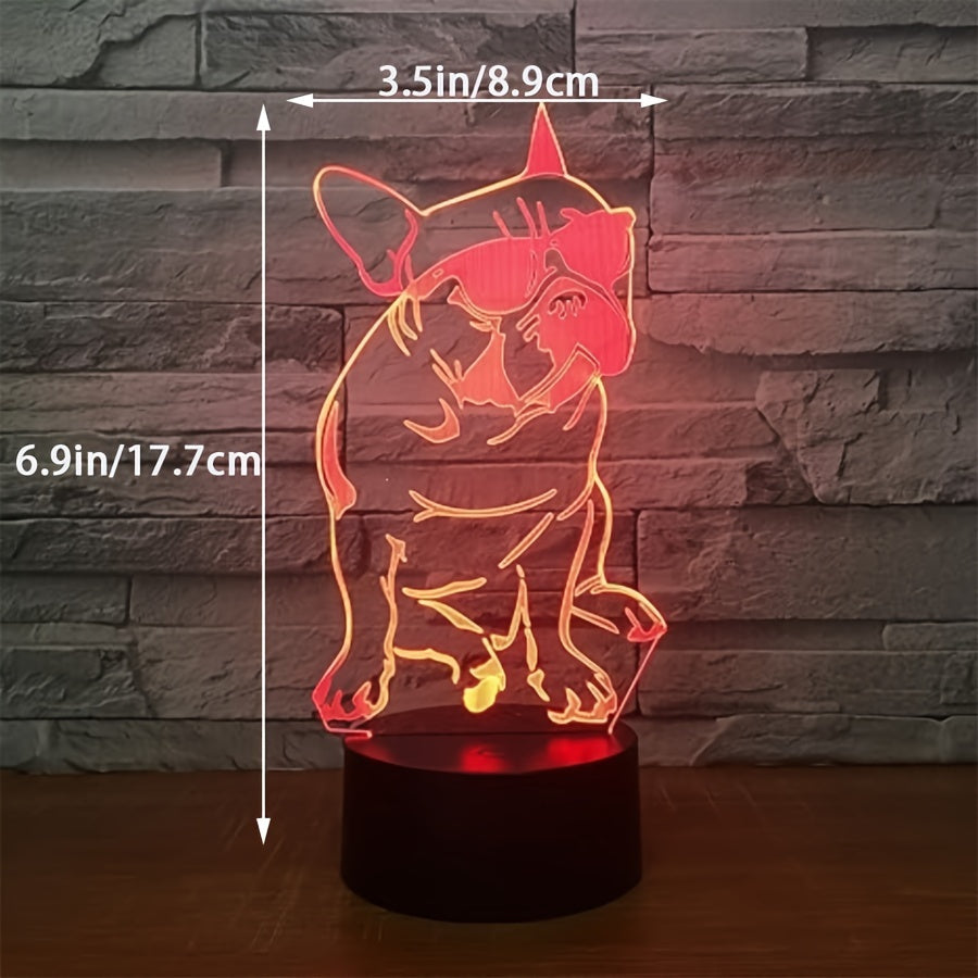 DecoBulldog - 3D Franse Bulldog Lamp met Kleuren