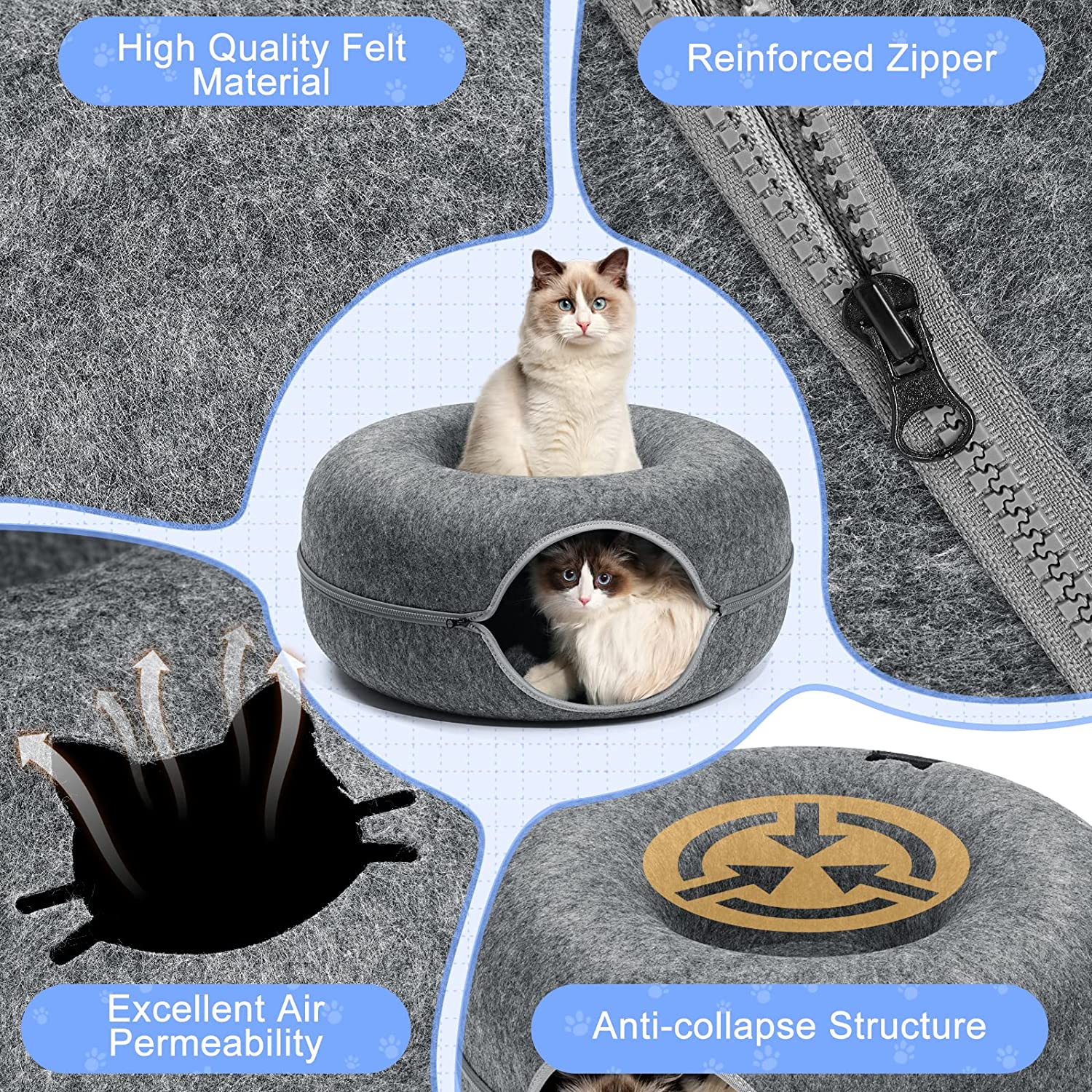 Purrfect Den - Luxe Kattentunnel met Slaapplek