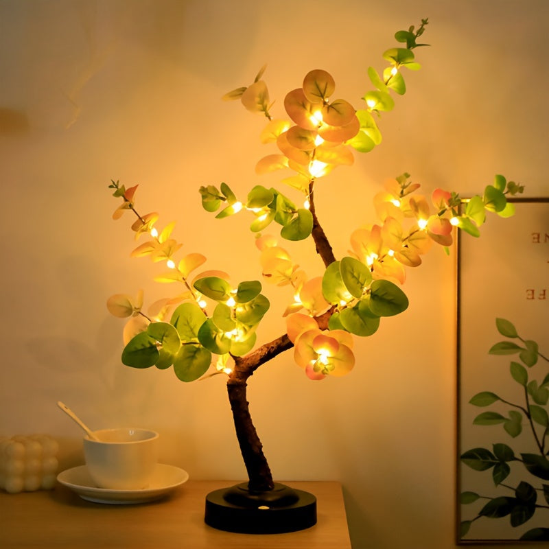 EucalyptusGlow Tree - LED Bonsai Lamp met Oplaadbare Aandrijving