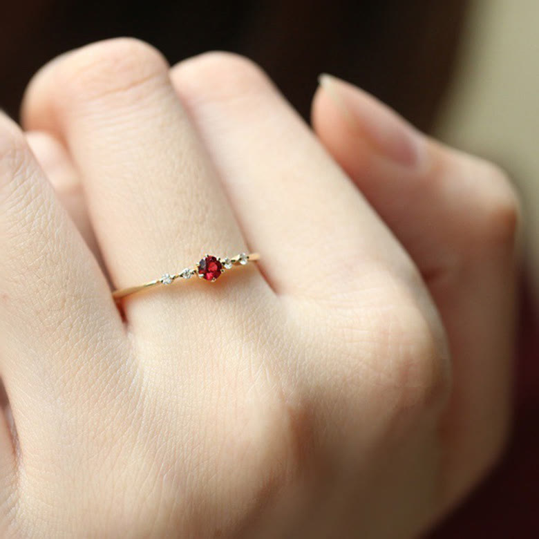 Elara 18K Gold Garnet Stone Ring - A Touch of Elegance