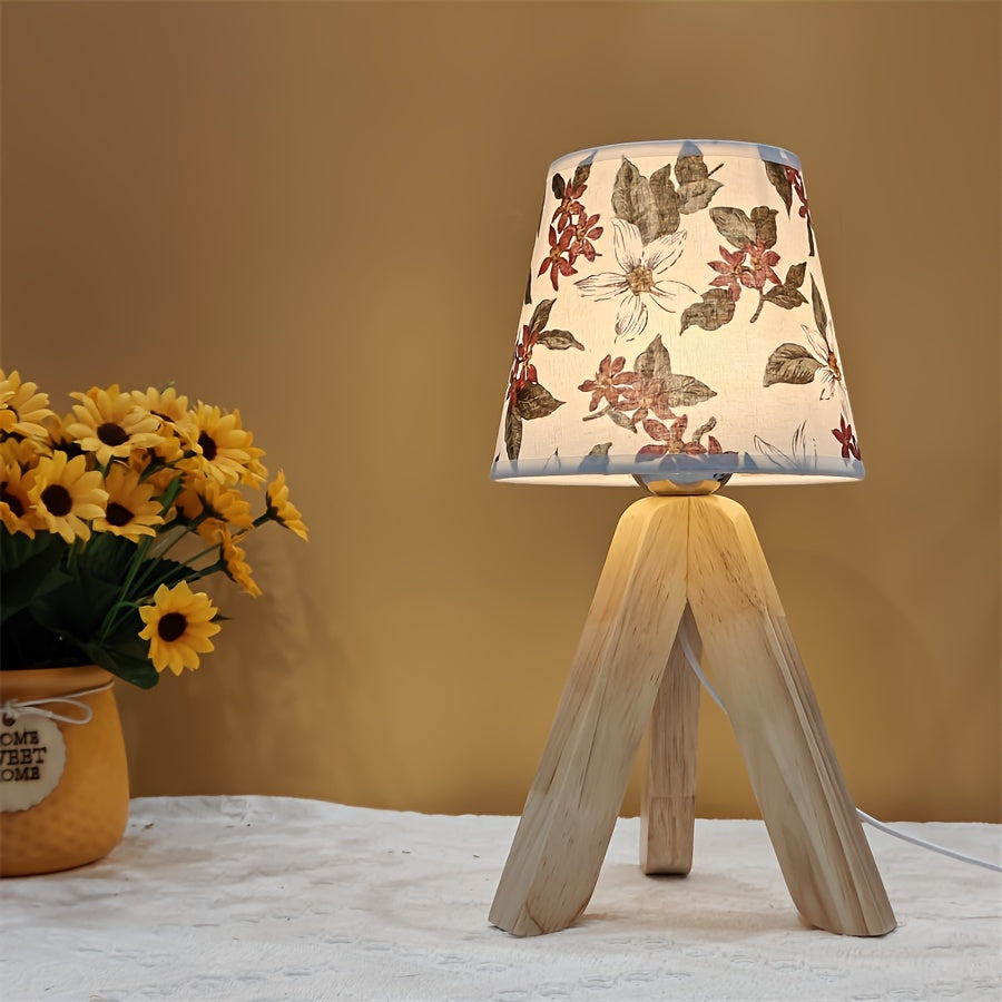 FloralGlow Lamp - Elegante LED Tafellamp met Hout