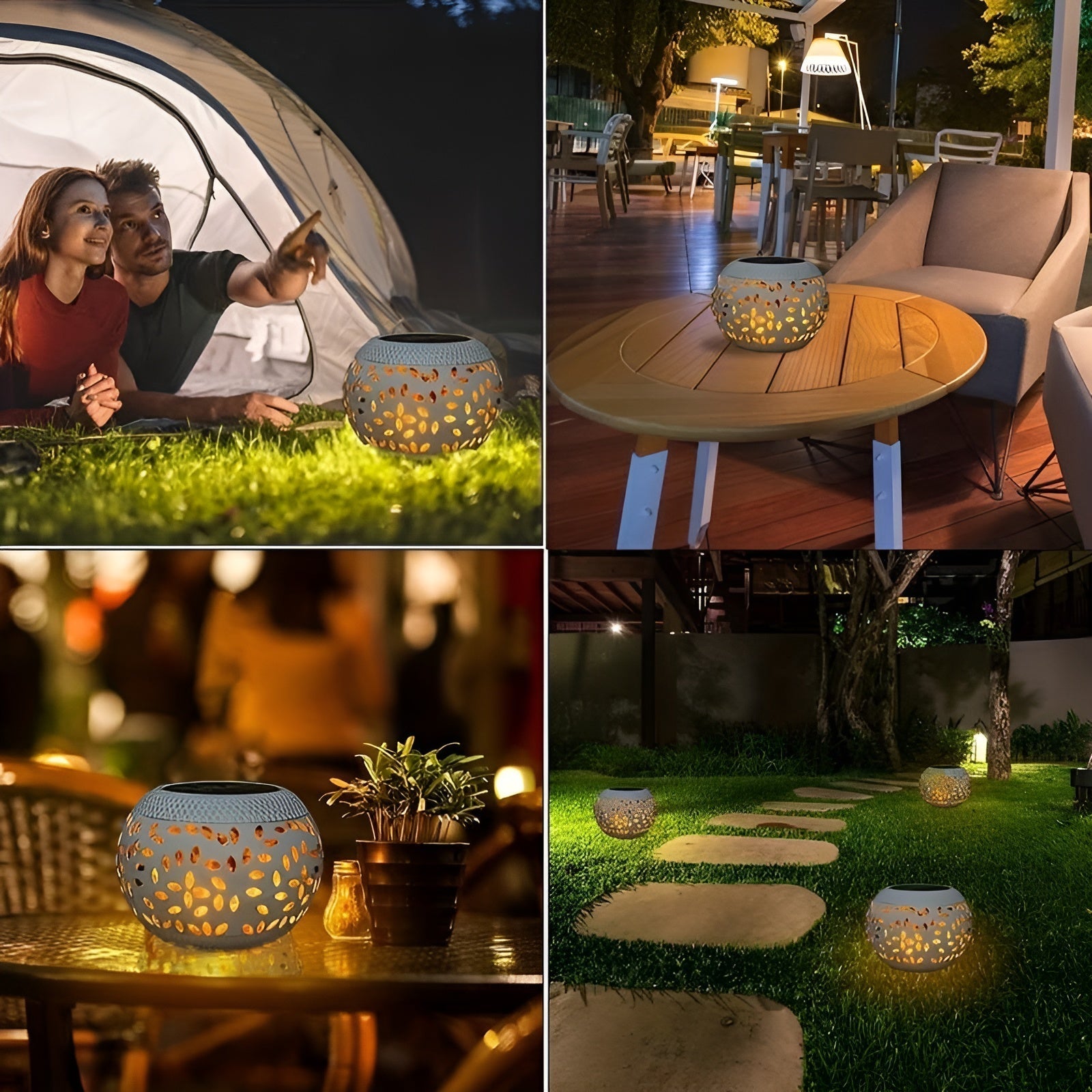 Elegante Solar Garden Light met Stippen - Sfeervolle Buitenverlichting