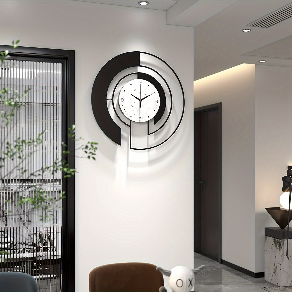 GeoClock - Elegante Zwarte Geometrische Muurklok