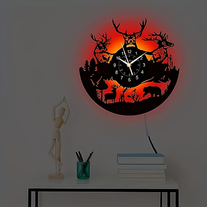 DeerGlow Klok - Unieke Vinyl Hert Wanddecoratie