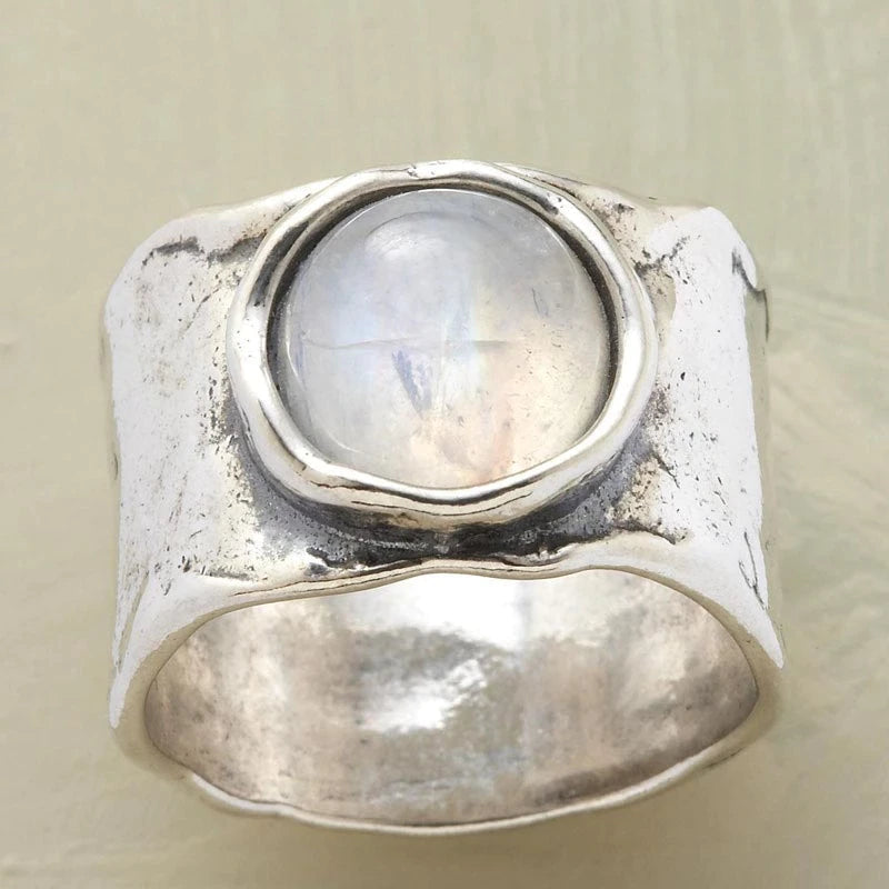 Elegante Zilveren Ring met Betoverende Maansteen - Lyra