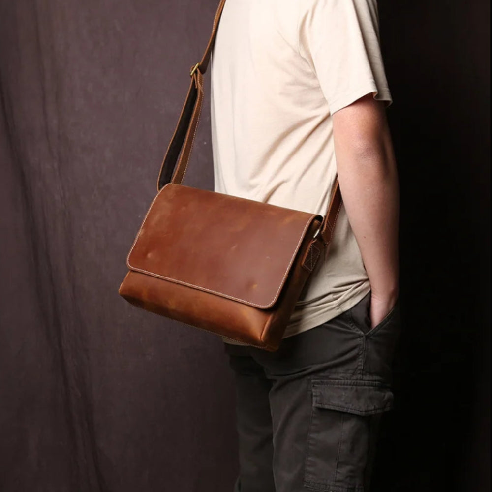 Leren Schoudertas Heren – Retro Crazy Horse Crossbody Bag