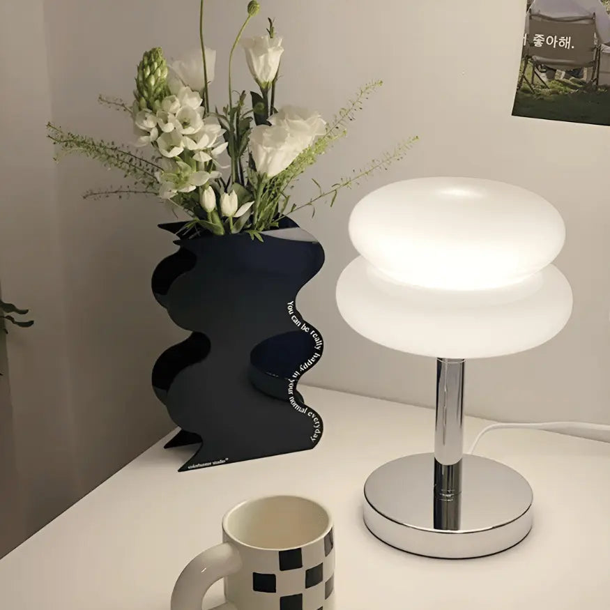 Elegante Macaron Glazen Tafellamp met USB - 3 Lichtkleuren
