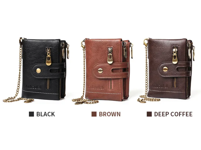 VintageCraft - Stoere Leren Portemonnee met Ketting