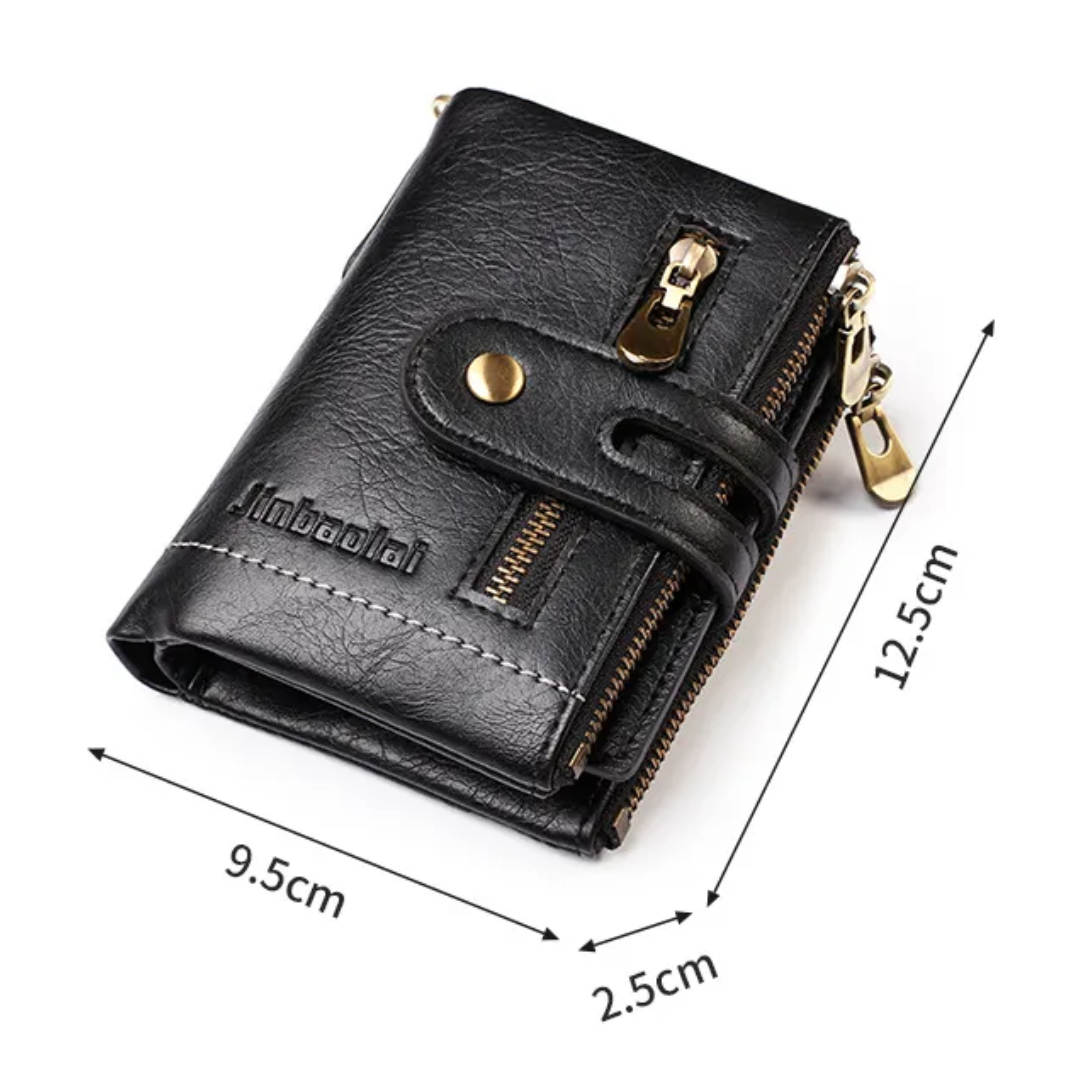 VintageCraft - Stoere Leren Portemonnee met Ketting