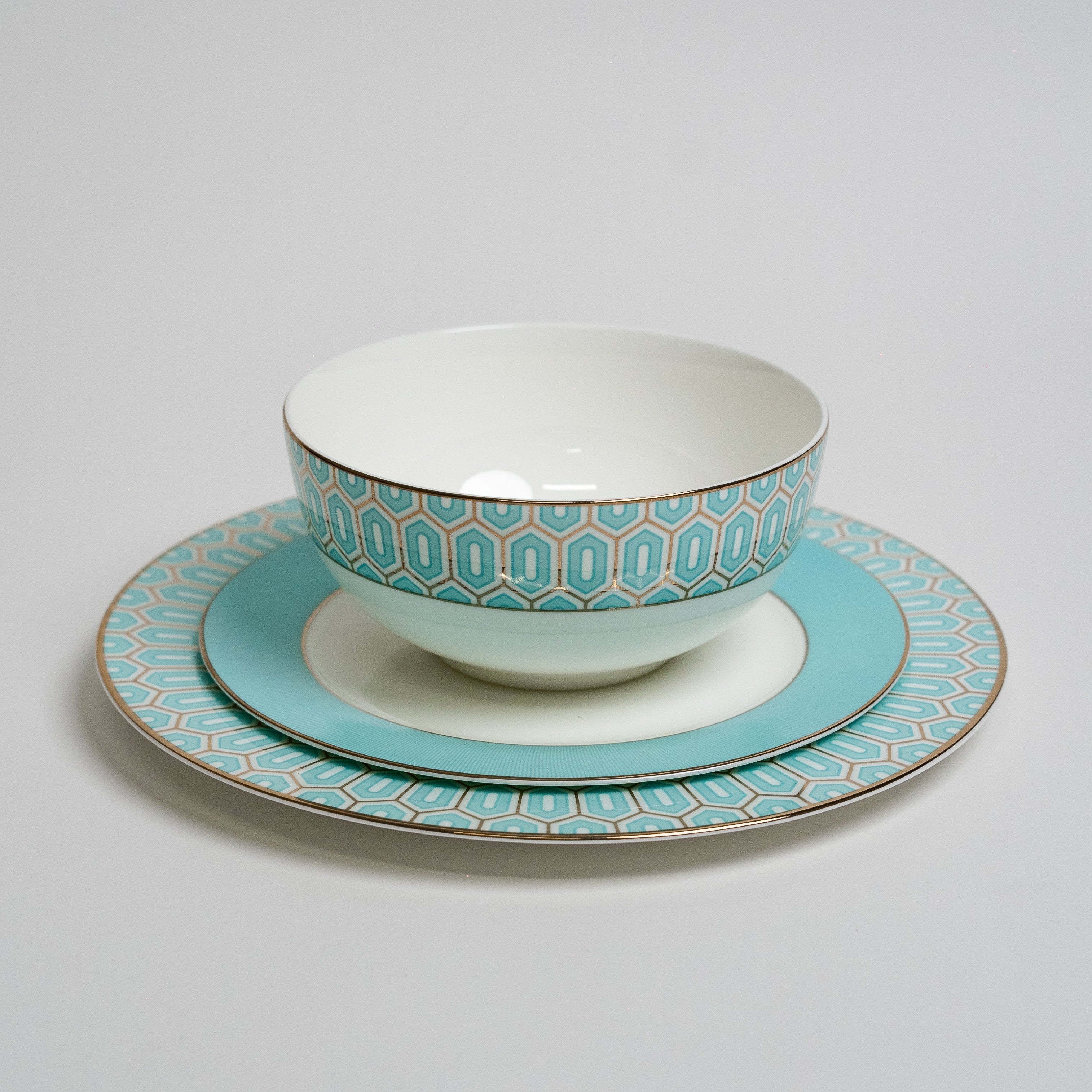 Tiffany Blue Elegance – Luxe Porseleinen Bordenset