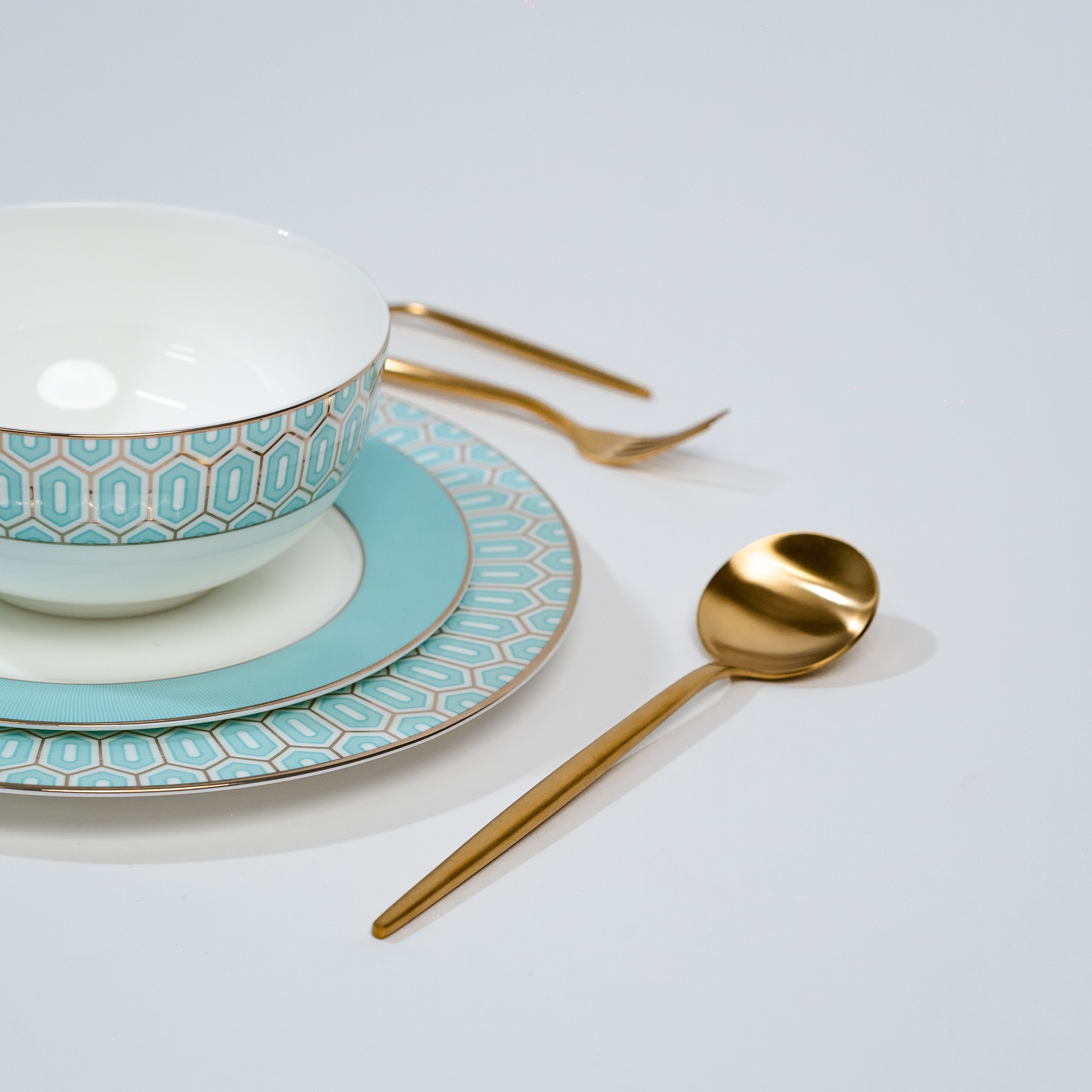 Tiffany Blue Elegance – Luxe Porseleinen Bordenset