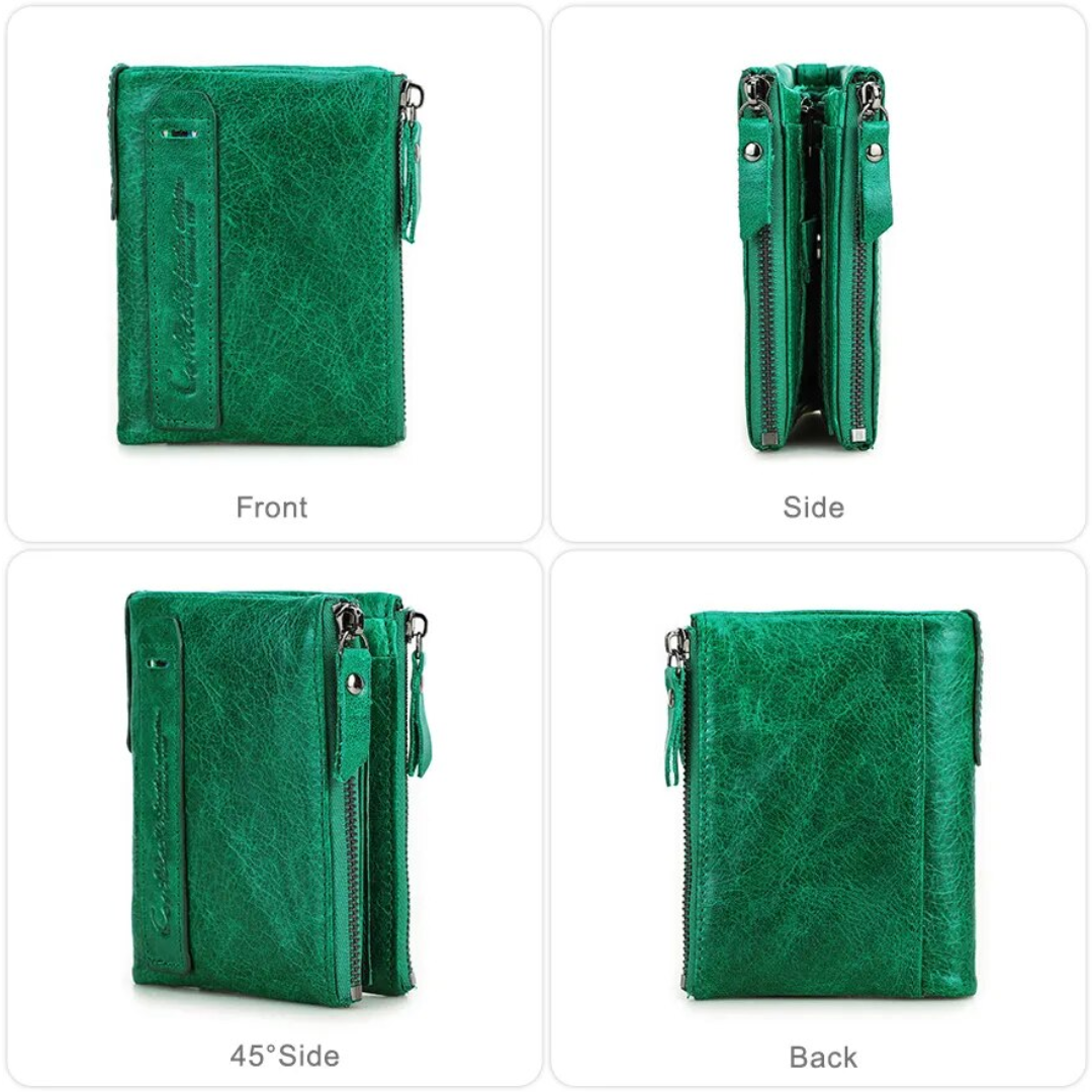 CompactWallet - Stijlvolle Dubbele Ritssluiting Portemonnee