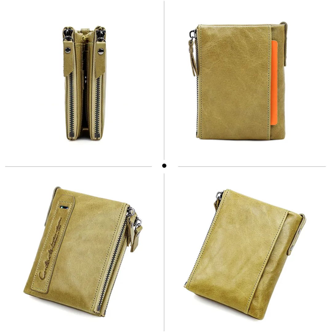 CompactWallet - Stijlvolle Dubbele Ritssluiting Portemonnee