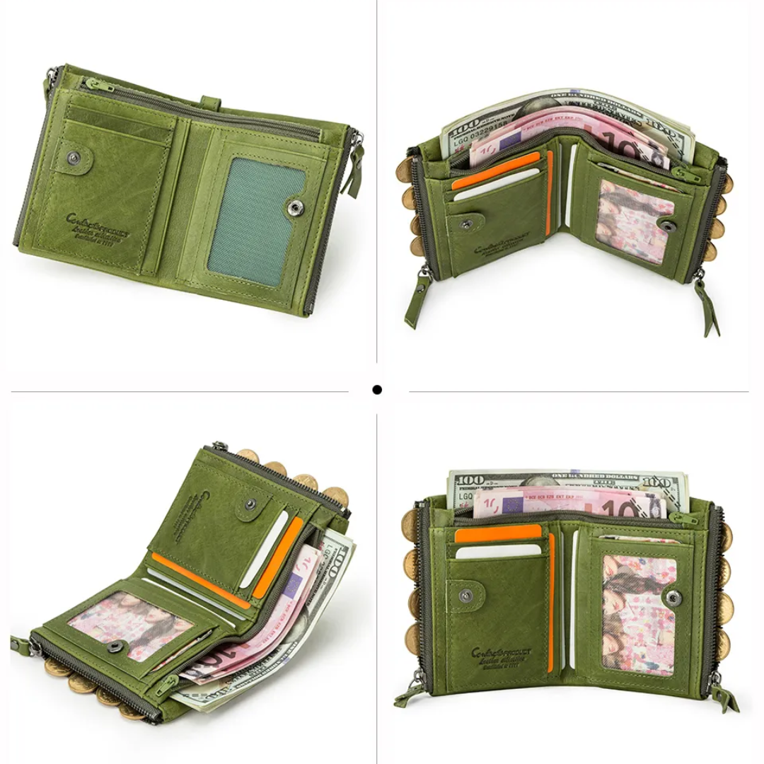 CompactWallet - Stijlvolle Dubbele Ritssluiting Portemonnee