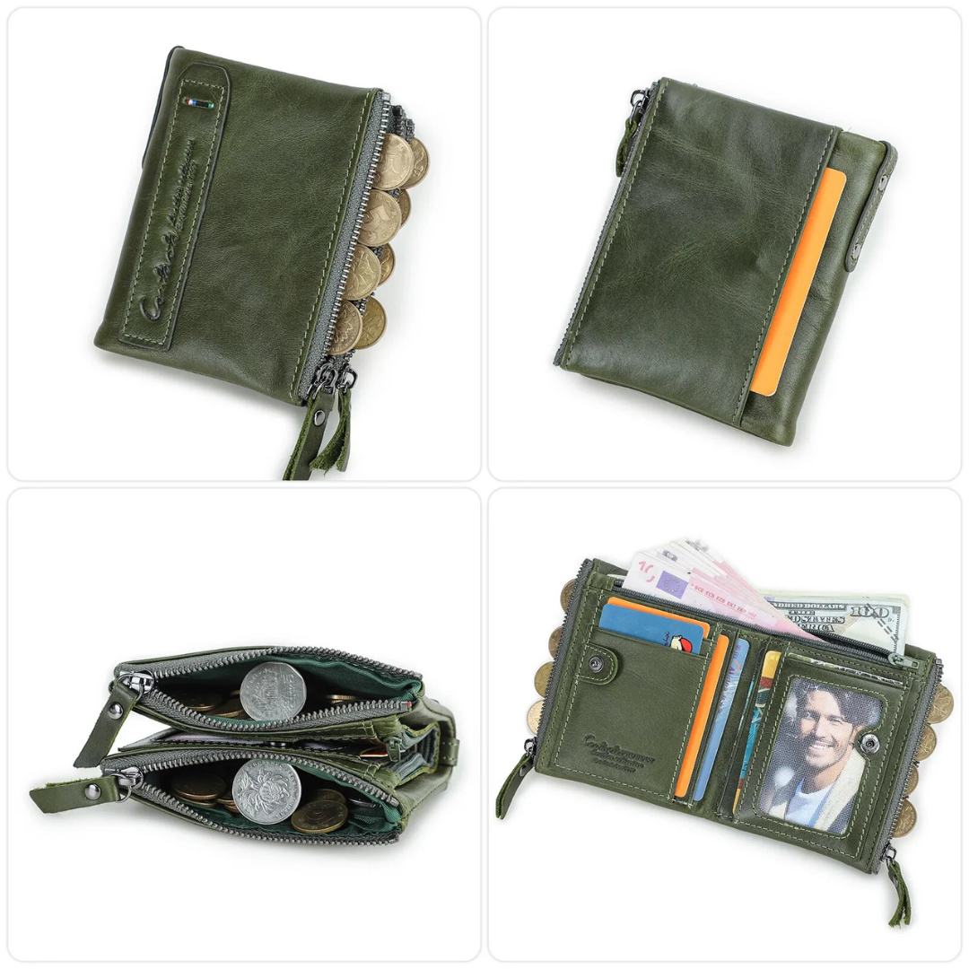 CompactWallet - Stijlvolle Dubbele Ritssluiting Portemonnee