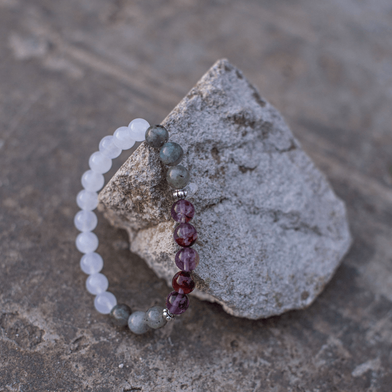Seraphine Mala – Labradoriet, Jade & Amethist Edelstenen