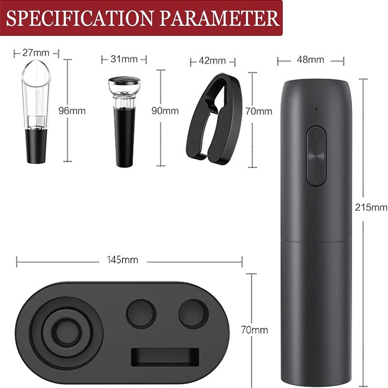 VinoEase - Stijlvolle Elektrische Wijnopener met Oplaadfunctie