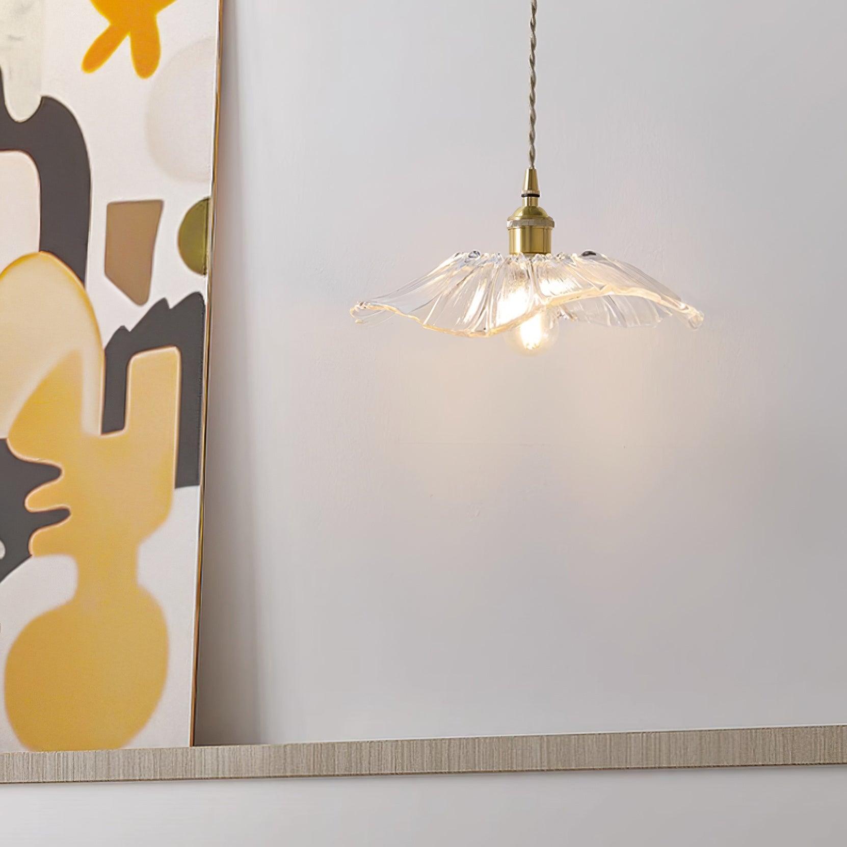 NostalgieLicht - Retro Glazen Hanglamp met Koperen Accenten