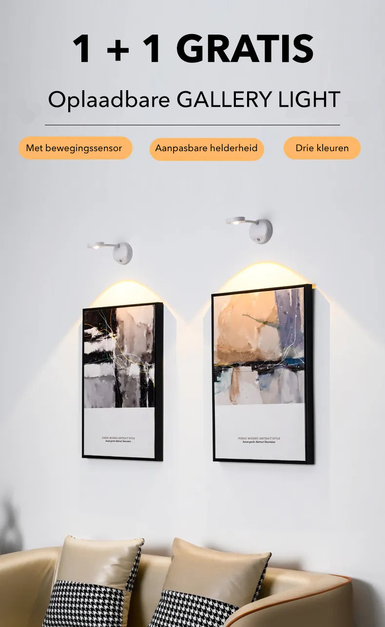 Gallery Light - Stijlvolle draadloze oplaadbare muurlamp (1 + 1 gratis)