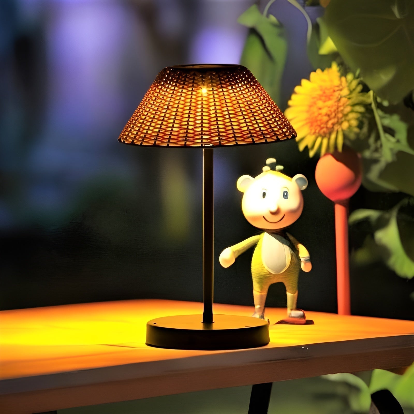 Elegante GardenWoven Solar Tafellamp - Weerbestendig & Energiezuinig