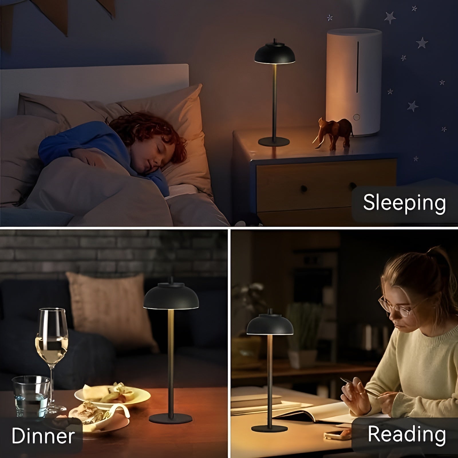 Stijlvolle Oplaadbare Tafellamp met Dimbare LED - Drie Lichtmodi en USB