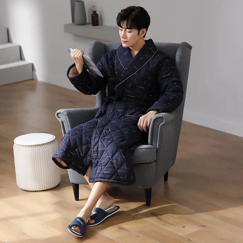 CozyLayer Robe - Luxe 3-Lagen Winterbadjas voor Stijl en Comfort