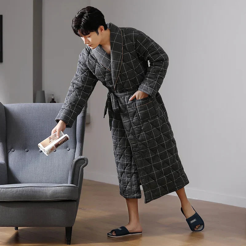 CozyLayer Robe - Luxe 3-Lagen Winterbadjas voor Stijl en Comfort