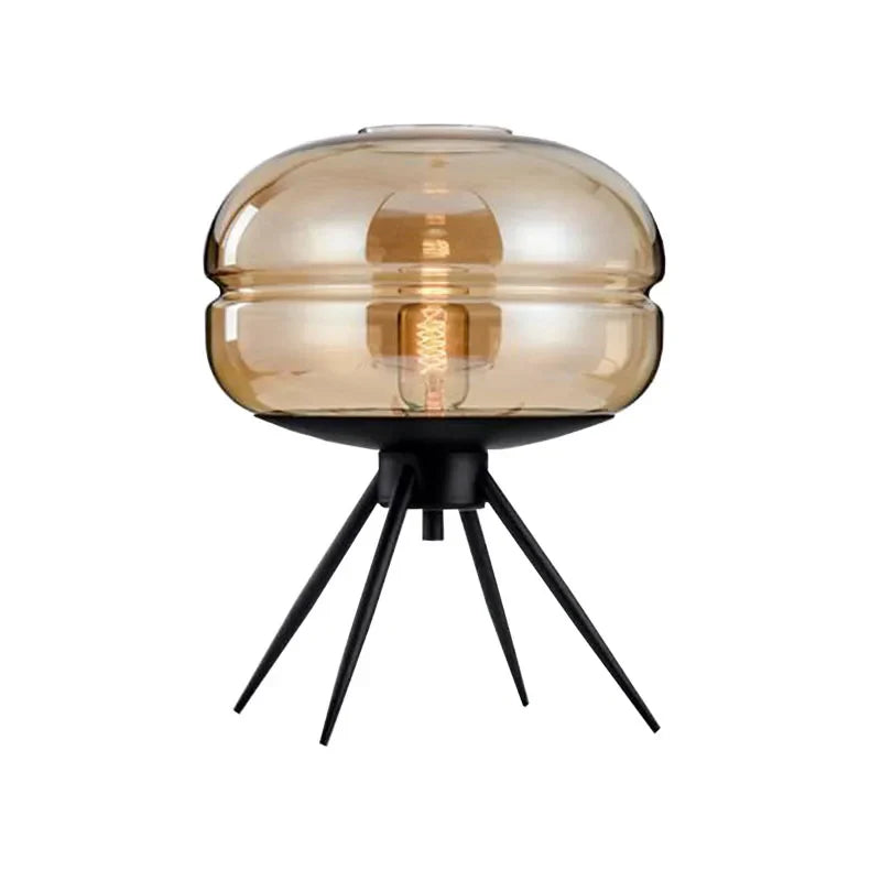 ArtisanGlow - Elegante Blauw Glazen Lamp met Plank