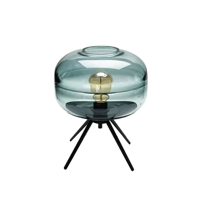 ArtisanGlow - Elegante Blauw Glazen Lamp met Plank
