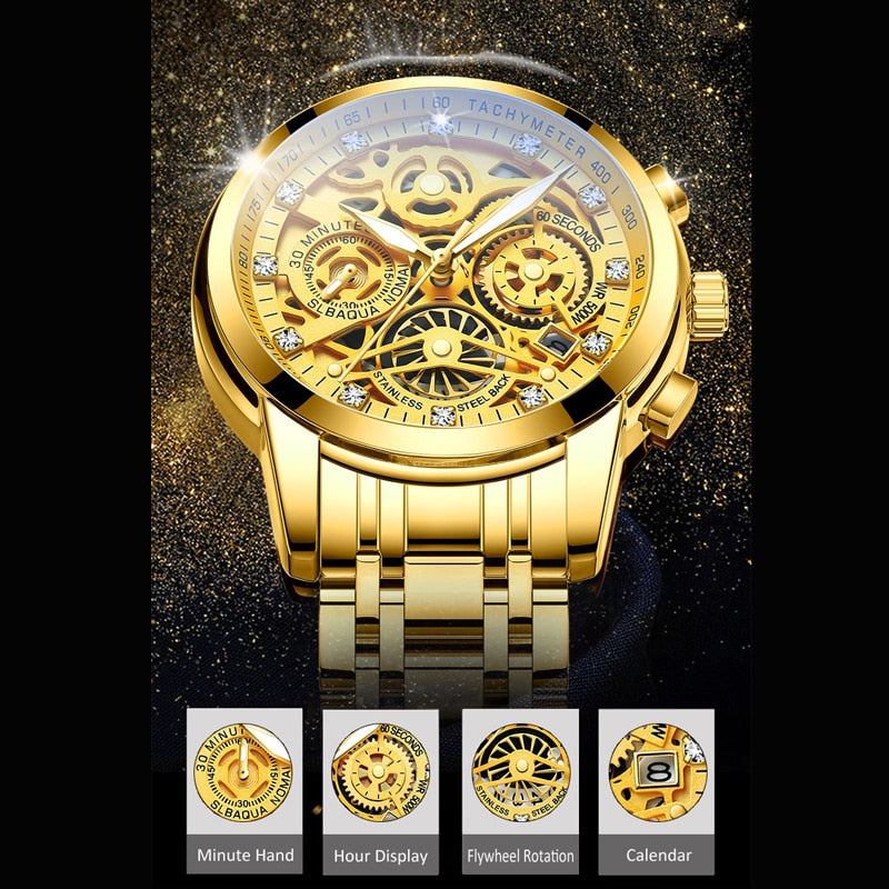 SkeletonWatch - Stijlvol Herenhorloge met Zwart Design