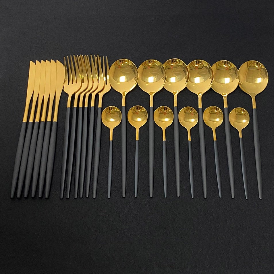 RoyalGlimmer Gouden Bestekset - Gouden Bestekset voor een Luxueuze Tafelsetting